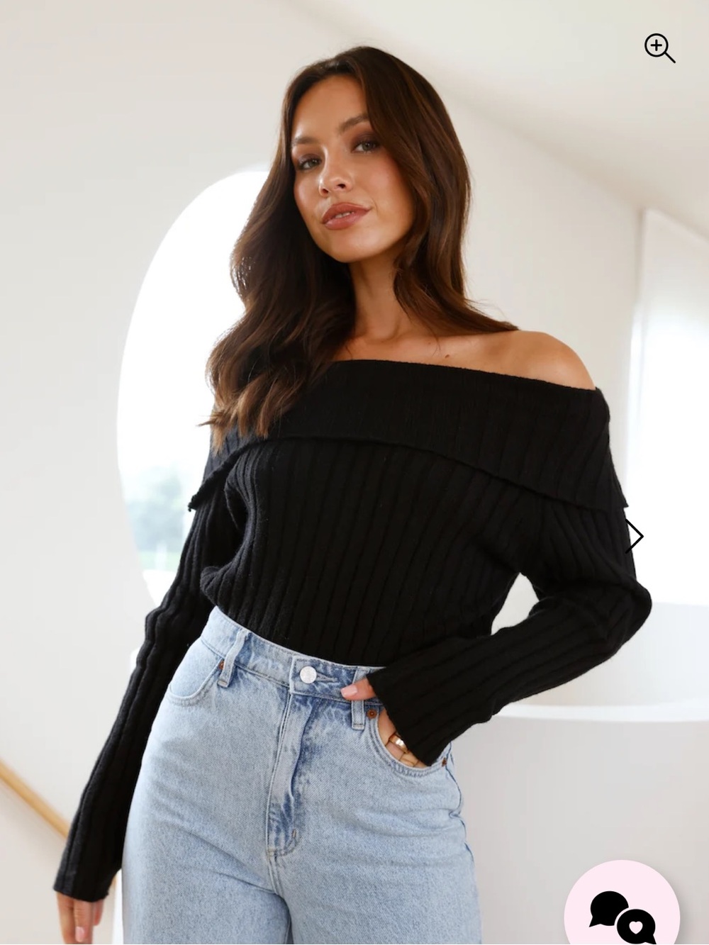 Hello Molly WINTER DATE NIGHT KNIT TOP BLACK size small